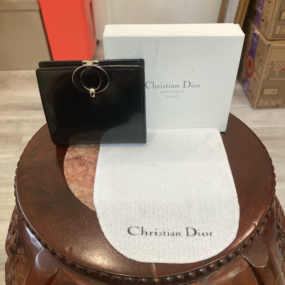Pre-Loved Authentic Christian Dior Black Leather Wallet